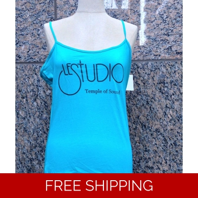Woman Teal Tank Top B Black Front Logo
